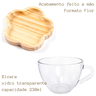 Jogo Xícaras Café com Pires Madeira 12 Peças Vidro 230ml - 5