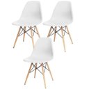 Ver imagem 1 de Kit 3 Cadeiras Decorativas Eiffel Charles Eames Branco com Pés de Madeira - Lyam Decor