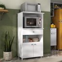 Ver imagem 1 de Balcão Multiuso Forno e Micro-ondas 2 Portas 1 Gaveta Multimóveis Mpf4060g Branco