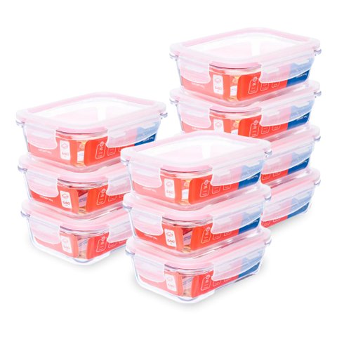 Kit com 10 Potes de Vidro Herméticos 640ml Marmita Ideal Invicta