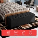 Ver imagem 4 de Recamier Baú Berlim Veludo Preto Casal 1,30m Estofado Pés PVC Preto