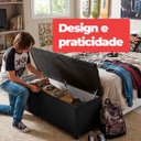 Ver imagem 5 de Recamier Baú Berlim Veludo Preto Casal 1,30m Estofado Pés PVC Preto