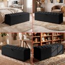 Ver imagem 3 de Recamier Baú Berlim Veludo Preto Casal 1,30m Estofado Pés PVC Preto