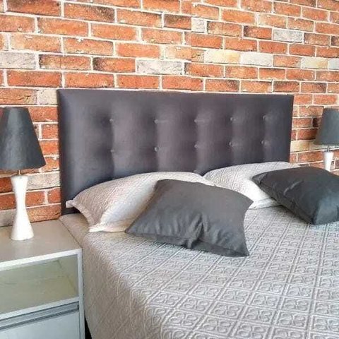 Cabeceira Casal Botonê 15 com Pés Suede Liso Cinza 140 X 120 Rbl