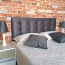 Ver imagem 1 de Cabeceira Casal Botonê 15 com Pés Suede Liso Cinza 140 X 120 Rbl