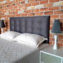 Ver imagem 2 de Cabeceira Casal Botonê 15 com Pés Suede Liso Cinza 140 X 120 Rbl