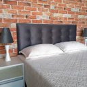 Ver imagem 3 de Cabeceira Casal Botonê 15 com Pés Suede Liso Cinza 140 X 120 Rbl