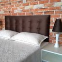 Ver imagem 2 de Cabeceira Casal Botonê 15 com Pés Suede Liso Marrom 140 X 120 Rbl