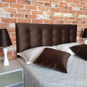 Ver imagem 5 de Cabeceira Casal Botonê 15 com Pés Suede Liso Marrom 140 X 120 Rbl