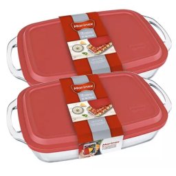 Kit C/2 Assadeira Retangular Marinex Seletta 3,5l C/tampa Lasanheira Forma - 1