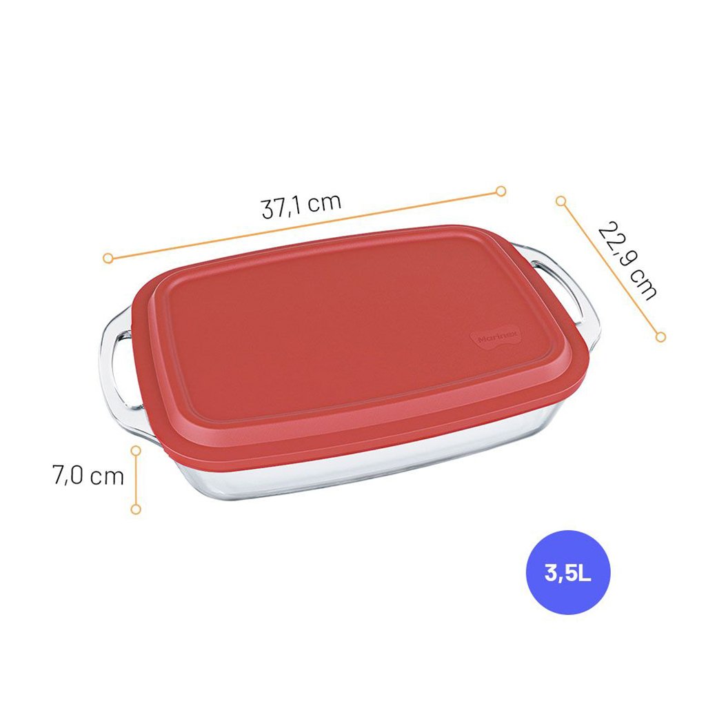 Kit C/2 Assadeira Retangular Marinex Seletta 3,5l C/tampa Lasanheira Forma - 5