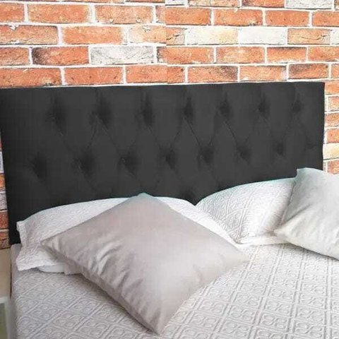 Cabeceira Solteiro Luna Suede Preto 90 x 60 RBL