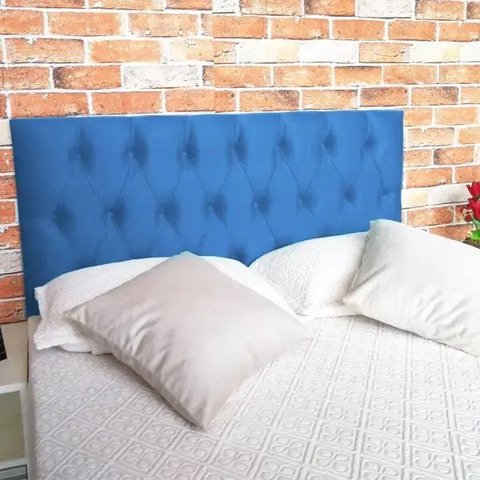 Cabeceira Queen Luna Suede Liso Azul Royal 160 x 120 RBL