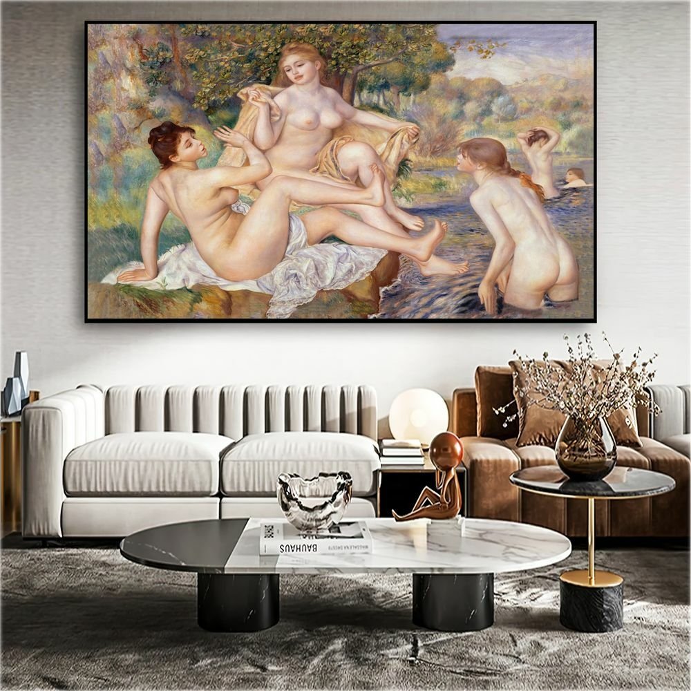 Quadro Os Grandes Banhistas Pierre Auguste Renoir:60x40 cm/DOURADA - 4