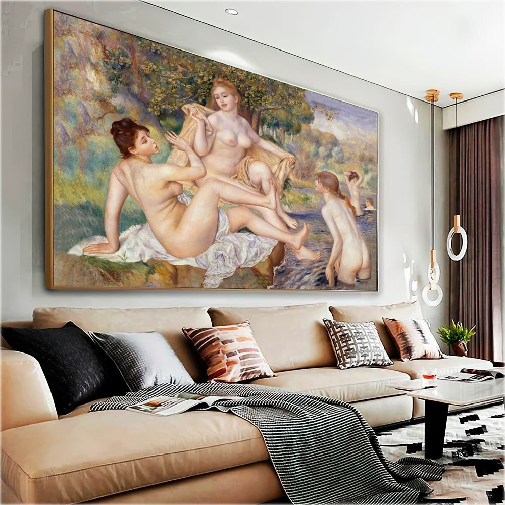 Quadro Os Grandes Banhistas Pierre Auguste Renoir:60x40 cm/DOURADA - 6