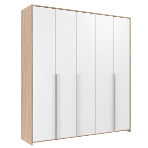 Guarda-Roupa Infantil MDF 5 Portas Modulados Branco/Carvalho Treviso