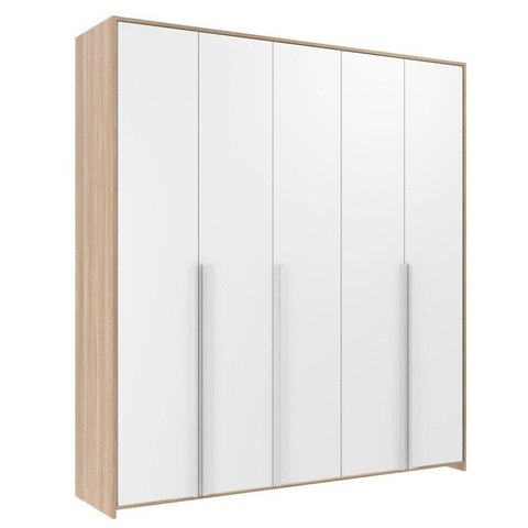 Guarda-Roupa Infantil MDF 5 Portas Modulados Branco/Carvalho Treviso
