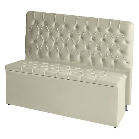 Kit Cabeceira De Cama e Calçadeira Baú Estrela Casal 140 cm Suede Capitonê Porcelana De Casa Móveis 