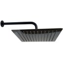 Ver imagem 1 de Ducha Quadrada 30x30 Inox Preto Alto Brilho Borda Fina com Braço - Máxima Metais