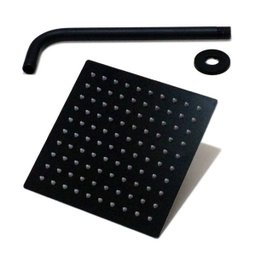Ducha Quadrada 25x25 Inox Preto Alto Brilho Borda Fina com Braço - Máxima Metais - 3