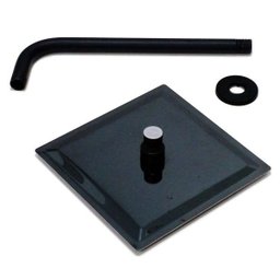 Ducha Quadrada 25x25 Inox Preto Alto Brilho Borda Fina com Braço - Máxima Metais - 2
