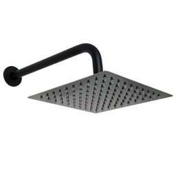 Ducha Quadrada 25x25 Inox Preto Alto Brilho Borda Fina com Braço - Máxima Metais - 1