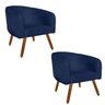 Kit 2 Poltronas Decorativa Stella Suede Azul Marinho Pés Palito - D'Rossi - 1