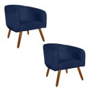Ver imagem 1 de Kit 2 Poltronas Decorativa Stella Suede Azul Marinho Pés Palito - D'Rossi