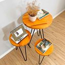 Ver imagem 2 de Trio Mesa de Canto Hairpin Circular Industrial de Ferro e Madeira Carvalho e Preto