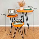 Ver imagem 3 de Trio Mesa de Canto Hairpin Circular Industrial de Ferro e Madeira Carvalho e Preto