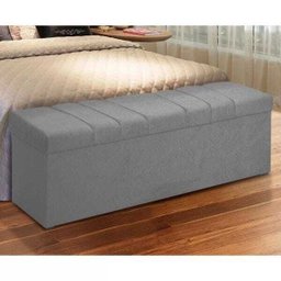 Calçadeira com Baú Londres 140cm Suede Cinza Amassado D’rossi - 2