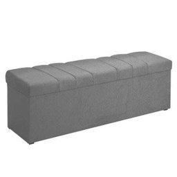 Calçadeira com Baú Londres 140cm Suede Cinza Amassado D’rossi - 1