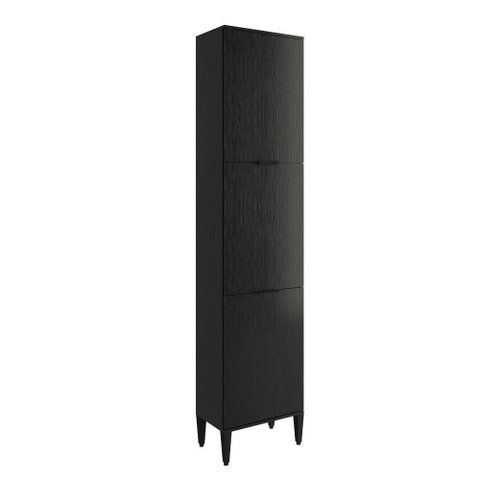 Paneleiro Miami 3 Portas 5 Prateleiras Carraro Preto Touch