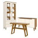 Ver imagem 1 de Cristaleira Liz com Buffet Quartzo e Aparador Menphis Off White Nature – Henn