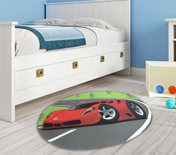 Tapete Infantil Oval 70x90cm Car - 1