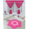 Kit Decoração Vitória Quarto de Menina = Cortina Voal 2 Metros + Tapete Pelúcia Margarida Dupla - 1