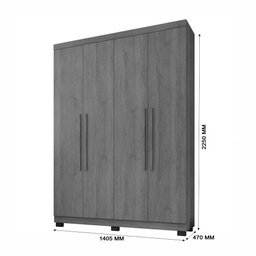 Guarda Roupa New Master 4 Portas 3 Gavetas 8 Prateleiras - Benetil - 4