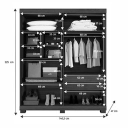 Guarda Roupa New Master 4 Portas 3 Gavetas 8 Prateleiras - Benetil - 5