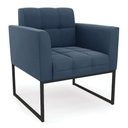 Ver mais imagens de Kit 1 Sofá Namoradeira e 2 Poltronas Suede Base Metálica Industrial Preto D'Rossi Cor Azul Marinho