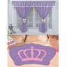 Kit Decoração Vitória Quarto de Menina = Cortina Voal 2 Metros + Tapete Pelúcia Coroa Real - - 1