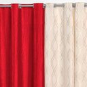 Ver imagem 2 de Cortina Tecido Jacquard com Cetim Amassado 3,00m x 2,50m Malibu - Vermelho - Vermelho