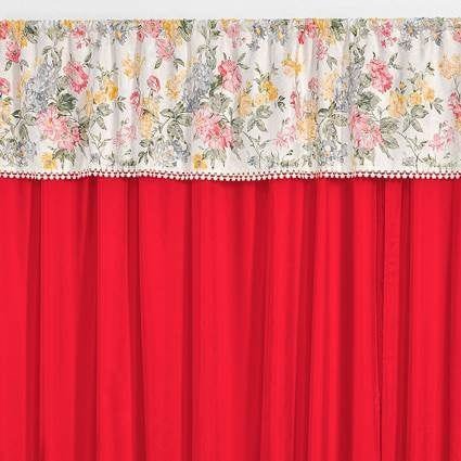 Cortina Microfibra com Detalhe em Guipir 2,00m x 1,70m Florença - Vermelho - Vermelho - 2