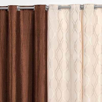 Cortina Tecido Jacquard com Cetim Amassado 3,00m x 2,50m Malibu - Tabaco - Tabaco - 2