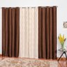 Cortina Tecido Jacquard com Cetim Amassado 3,00m x 2,50m Malibu - Tabaco - Tabaco - 1