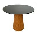 Ver imagem 1 de Mesa de Jantar Redonda Cone 90 Cm Tampo Laca Preta Base Freijó Personal Moveis Design Mesa de Jantar