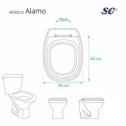 Assento Sanitário Almofadada Alamo Preto para Bacia Santa Clara - 2