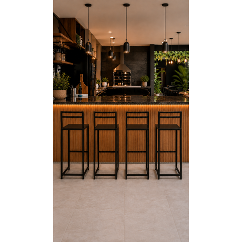 Banqueta Alta Industrial Metalica 65cm Aco Carbono Preto Fosco Só Banquetas