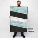 Ver imagem 3 de Quadro Decorativo em Canvas Geométrico Mármore Preto, Azul e Branco TaColado Moldura Branca 120 x 80