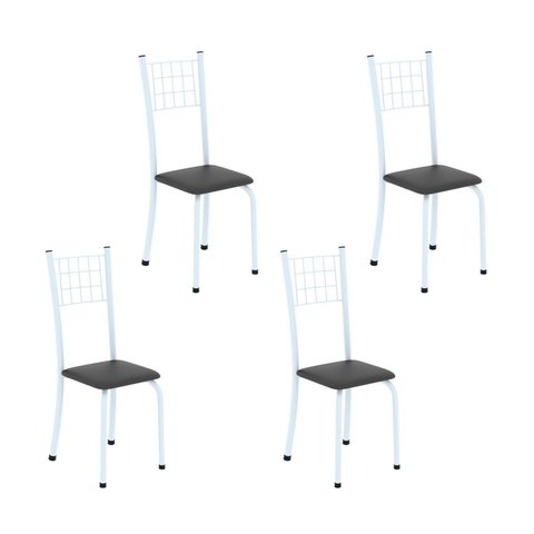 Kit 4 Cadeiras Tubular 95x37x40 cm Dany Preto/Branco