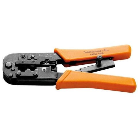 Alicate Crimpador Pro RJ11/RJ12/RJ45 com Cabo Laranja - Tramontina 44057/100